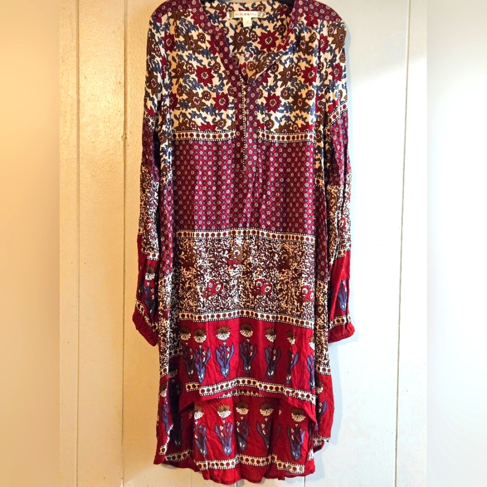 Chelsea & Violet Burgandy Floral Dress - Size M